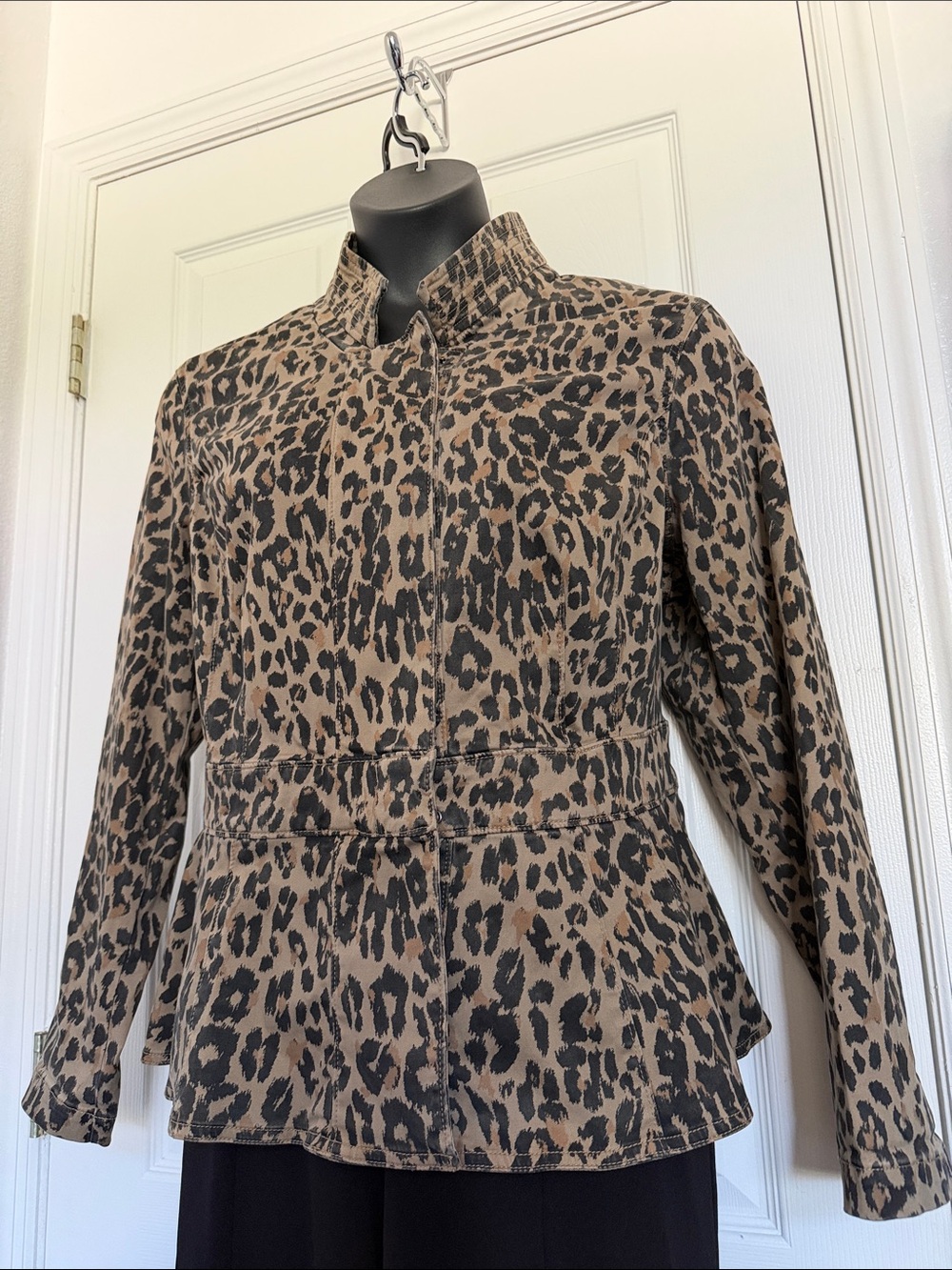 Lane Bryant Leopard Print Peplum Jacket- Brown/Black